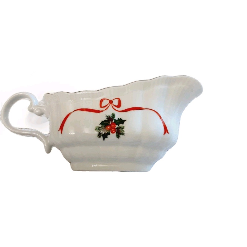 Walbrzych Holiday Ribbon & Holly Gravy Boat  Christmas